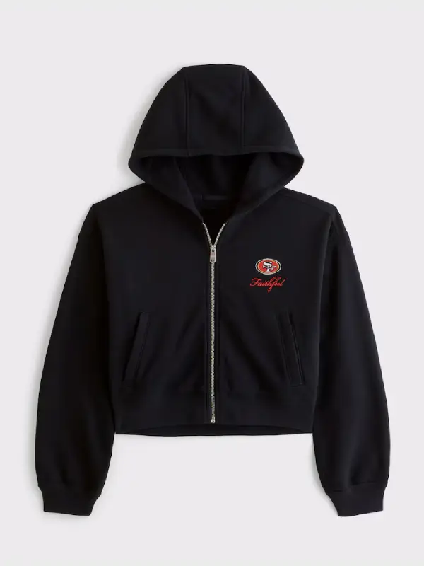 Women's San Francisco 49ers Abercrombie & Fitch Black YPB On The Go 6AM Full-Zip Hoodie
