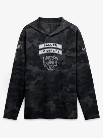 Chicago Bears 2026 Salute to Service Hooded Long Sleeve Shirt