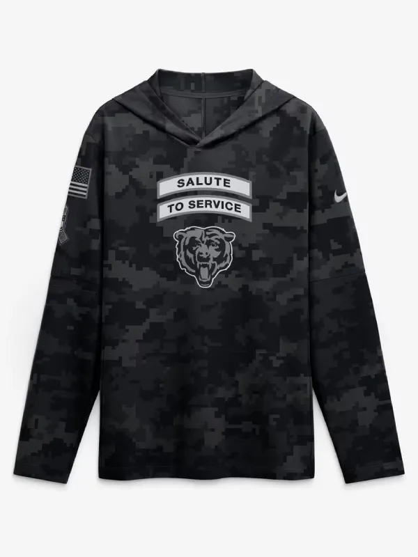 Chicago Bears 2026 Salute to Service Hooded Long Sleeve Shirt