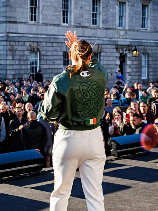Croke Park Katie Taylor Green Bomber Leather Jacket