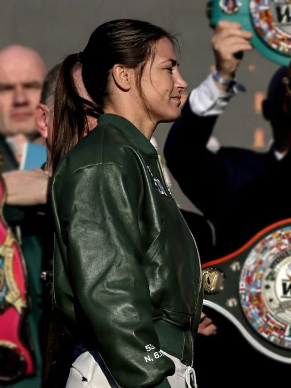 Croke Park Katie Taylor Green Leather Jacket