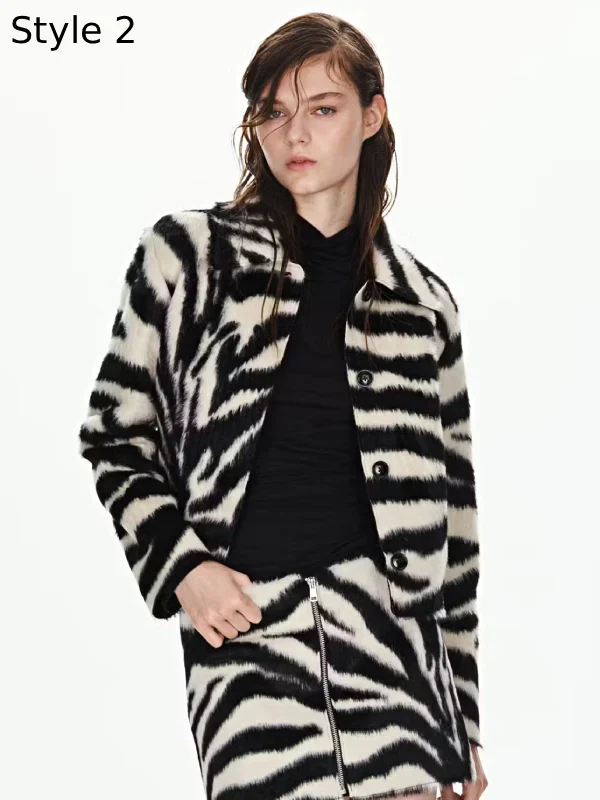 Faux Fur Zebra Jacket Mango