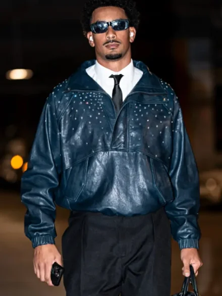 Jordan Love Blue Leather Anorak Jacket