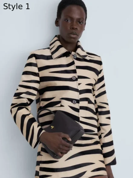 Mango Zebra Print Fur Jacket