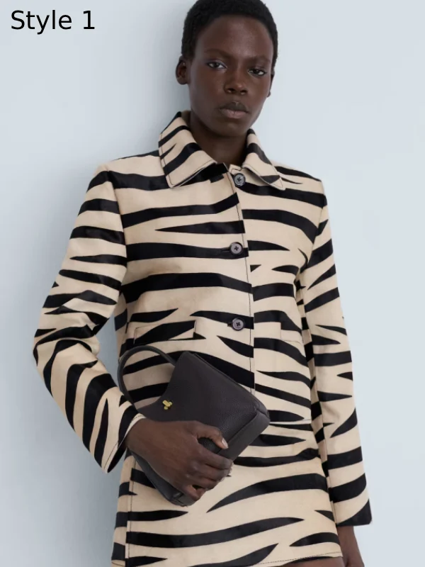 Mango Zebra Print Fur Jacket