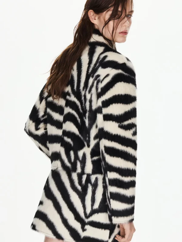 Mango Zebra faux fur jacket