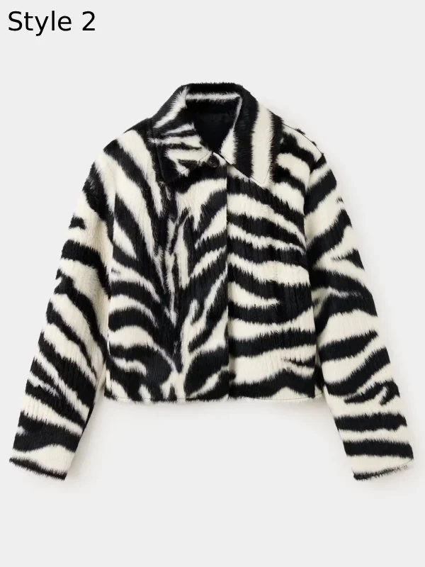 Mango faux fur zebra jacket