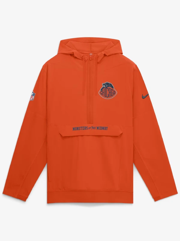 Men's Chicago Bears Nike Orange 2026 Rivalries Collection Sideline Anorak Half-Zip Jacket