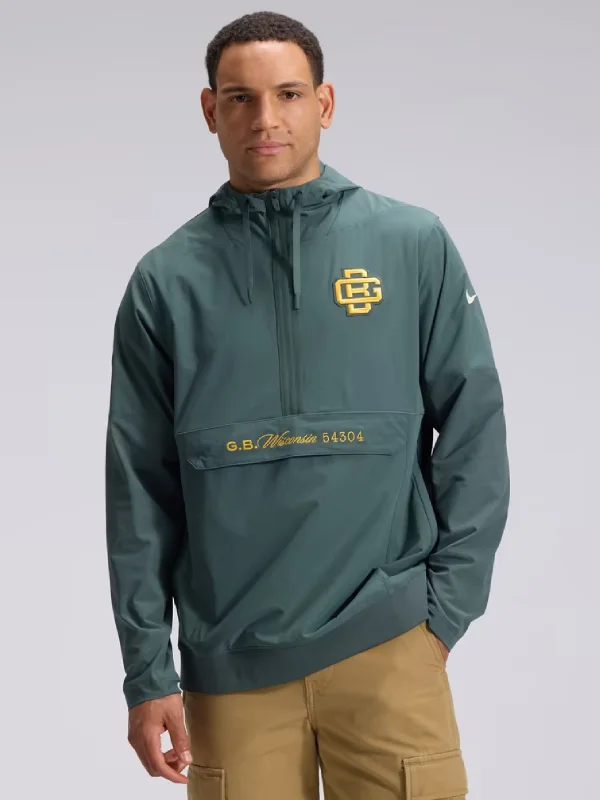 Men's Green Bay Packers Nike Green 2026 Rivalries Collection Sideline Anorak Half-Zip Jacket