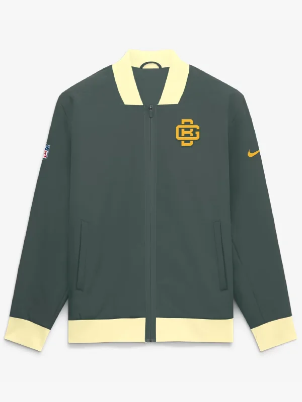 Men's Green Bay Packers Nike Green 2026 Rivalries Collection Sideline Bomber Jacket
