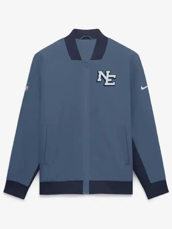 Men's Nike Blue New England Patriots Rivalries Collection Sideline Bomber Jacket