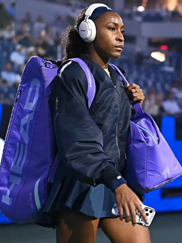 US Open 2026 Coco Gauff Black Bomber Jacket