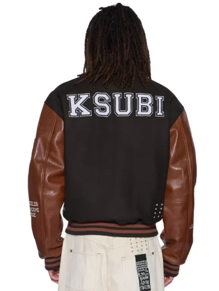 Ksubi Black & Brown Patched Varsity Jacket