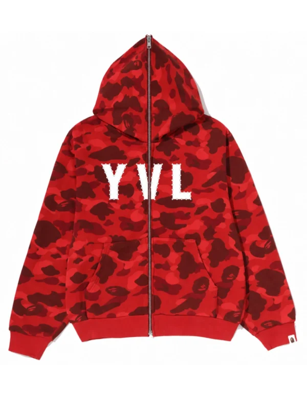 yvl bape zip hoodie red